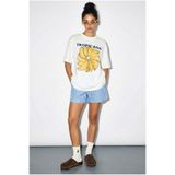 Bianco Lucci Kadın %100 Pamuk Bisiklet Yaka Tropicana Muz Baskılı Oversize T-Shirt ÖT261005 60286082