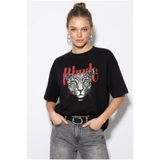 Bianco Lucci Kadın %100 Pamuk Çita Baskılı Yazı Detaylı Oversize T-Shirt ÖT261063 60286379