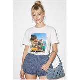 Bianco Lucci Kadın %100 Pamuk Italy Temalı Baskılı Premium Tasarım T-Shirt 1008 60282054