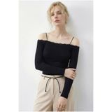 Bianco Lucci Kadın Askılı Dantel Detaylı Madonna Yaka Bluz 1064 60286037