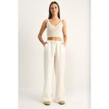 Bianco Lucci Kadın Bağcıklı Beli Lastikli Müslin Geniş Paça Pantolon YP5502 60286190