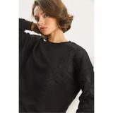 Bianco Lucci Kadın Bisiklet Yaka Çiçek Nakış ve Boncuk İşlemeli Sweatshirt 1562 60283633
