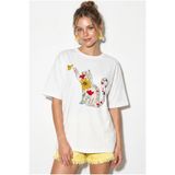 Bianco Lucci Kadın Bisiklet Yaka Kedi Baskılı Oversize %100 Pamuk T-Shirt ÖT100006 60286274