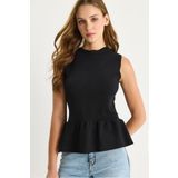 Bianco Lucci Kadın Bisiklet Yaka Peplum Triko Top 20251019