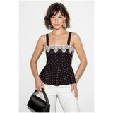 Bianco Lucci Kadın Dantel Detaylı Askılı Puantiyeli Peplum Bluz 5557 60286338