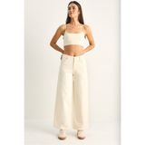 Bianco Lucci Kadın Desenli Cep Detaylı Yüksek Bel Wide Leg Denim Pantolon 60282059