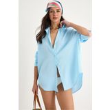 Bianco Lucci Kadın Düşük Omuz Oversize Basic Bürümcük Gömlek 60392 60271069