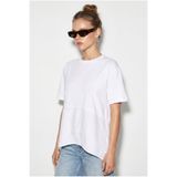 Bianco Lucci Kadın Garnili Asimetrik Kesim Oversize Basic T-Shirt 1069 60286252