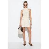 Bianco Lucci Kadın Halter Yaka Beli Lastikli Ajurlu Triko Mini Elbise TE261005 60286339