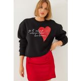 Bianco Lucci Kadın Kalp ve Yazı Baskılı Sweatshirt MBHS023 60601023