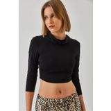 Bianco Lucci Kadın Kapişonlu Candy Kumaş Crop Bluz 60351281