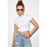 Bianco Lucci Kadın Kısa Kollu Bisiklet Yaka Crop T-Shirt 60286904