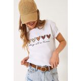 Bianco Lucci Kadın Kısa Kollu Renkli Kalp Baskılı Basic T-Shirt 60602017