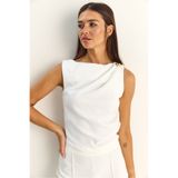 Bianco Lucci Kadın Metal Aksesuarlı Drape Detaylı Gizli Fermuarlı Bluz 20206 60286133
