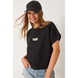 Bianco Lucci Kadın Nervür Dikişli Düşük Kol Basic T-Shirt 60602022