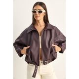 Bianco Lucci Kadın Oversize Tokalı Deri Ceket 3137 60284058