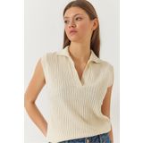 Bianco Lucci Kadın Polo Yaka Fitilli Yazlık Triko Süveter 60261445