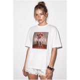 Bianco Lucci Kadın Poodle Baskılı %100 Pamuk Bisiklet Yaka Oversize Basic T-Shirt ÖT261064 60286255