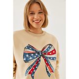 Bianco Lucci Kadın Renkli Kelebek Baskılı Sweatshirt MBHS019 60601019