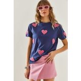 Bianco Lucci Kadın Süzene Kalp Nakışlı Basic T-Shirt 60251208