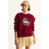 Bianco Lucci Kadın Teddy Nakış İşlemeli Bisiklet Yaka Salaş Sweatshirt 6864 60283522