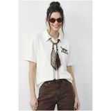 Bianco Lucci Kadın Tiger Nakışkı Fular Detaylı Polo Yaka T-Shirt 3501 60283973