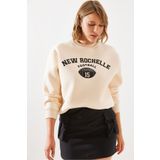 Bianco Lucci Kadın Üç İplik Şardonlu Rochelle Yazı Baskılı Sweatshirt MBHS001 60601001