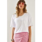 Bianco Lucci Kadın V Yaka Kısa Kollu Basic T-Shirt 60251204
