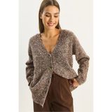 Bianco Lucci Kadın V Yaka Oversize Buklet Carmen Triko Hırka 2433 60283679