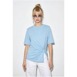 Bianco Lucci Kadın Vatkalı Omuz Detaylı Düğüm Detaylı Kısa Kollu T-Shirt 1067 60286068