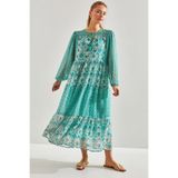 Bianco Lucci Modest Modest Kadın Desenli Astarlı Tesettür Sifon Elbise 60151020