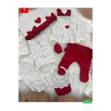 BİANCOFİGLİO BEBE%100 PAMUK HASTANE ÇIKIŞI SETİ YENİDOĞAN BEBEK 0YAŞ KREM KIRMIZI 0