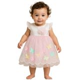 BİANCOFİGLİO BEBEK KIZ ELBİSE KELEBEK DESENLİ Pembe 9-12 Yaş
