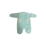 BİANCOFİGLİO KOPYA - Kadife Bebek Tulumu Turkuaz 6-9 AY
