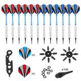 Biange Yumuşak uçlu dart oku seti, 12 adet, 18 gram, plastik uçlu dart seti, alüminyum şaftlı, 120 ekstra dart ucu, 24 dart kanalı, uçuş koruyucu, elektronik dart tahtası için dart aleti