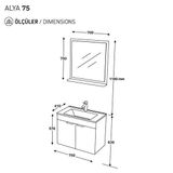 Biani Arya Mat Beyaz 75 CM Banyo Dolabı