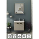 Biani Fix Arya 65 Cm Banyo Dolabı,Seramik Lavabolu, Aynalı,Lavabo Dahil, Mdf,Latte - Cappucino