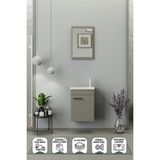 Biani Fix Arya Mini 42 Cm Banyo Dolabı,Seramik Lavabolu,Aynalı,Lavabo Dahil,Mdf,Latte - Cappucino