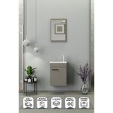 BIANI Fix Arya Mini 42 Cm Banyo Dolabı,Seramik Lavabolu,Aynalı,Lavabo Dahil,Mdf,Latte