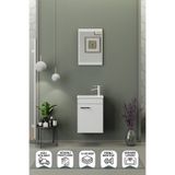 Biani Fix Arya Mini 42 Cm Banyo Dolabı,Seramik Lavabolu,Aynalı,Lavabo Dahil,Mdf,Mat Beyaz