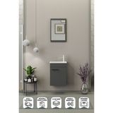 Biani Fix Arya Mini 42cm Banyo Dolabı,Seramik Lavabolu, Aynalı,Lavabo Dahil,Mdf, - Mat Gri