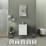 Biani Fix Arya Slım 50 Cm Banyo Dolabı,Seramik Lavabolu,Aynalı,Lavabo Dahil,Mdf,Mat Beyaz
