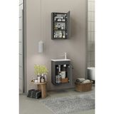 Biani Fix Loft Mini 42 Cm Banyo Dolabı,Seramik Lavabolu, Aynalı,Lavabo Dahil, Mdf,Mat Gri