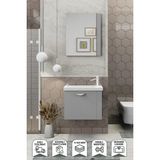 BIANI Fix Maxila 60 Cm Banyo Dolabı,Seramik Lavabolu,Aynalı,Lavabo Dahil,Mdf,Mat Gri