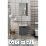 BİANİ FİX Minila 45 Cm Banyo Dolabı,Seramik Lavabolu,Aynalı,Lavabo Dahil,Mdf,Mat Gri