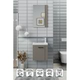 Biani Minila 45 cm Banyo Dolabı,Seramik Lavabolu, Aynalı,Lavabo Dahil,Mdf,Latte