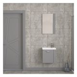 Biani Minila 45 cm Banyo Dolabı,Seramik Lavabolu, Aynalı,Lavabo Dahil,Mdf,Mat Gri