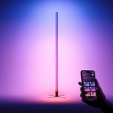 Bians React™ Akıllı LED Lambader - Müziğe ve Sese Duyarlı RGB Ayaklı Lamba, Animasyonlu Ambiyans Aydınlatma, Yüksek Parlaklık Homojen Işık, Wi-Fi Uygulama Kontrollü, Salon ve Yatak Odası, Siyah