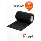 BiaTape 12 Adet Elastik Kendinden Yapışkanlı Coban Bandaj 10 cm SİYAH Renkli Koban Bandaj