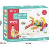 BIB6016- Vardem Piyanolu Bebek Yürüteci ve Tavşan Desenli Kırmızı Oyun Halısı 2 In 1 - Renkli